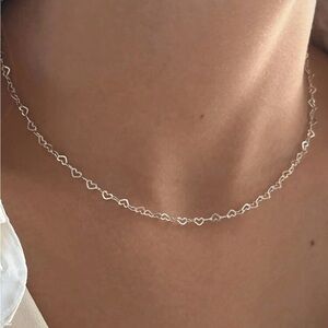 Elegant Silver Heart Necklace 16in